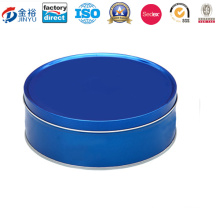 Plain Panton Blue Food Grade Tinplate Round Cookie Tin Box Jy-Wd-2015122614